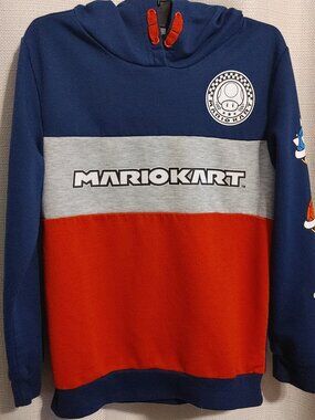 (3/$20) Nintendo Mario Kart Boys Navy Blue, Red & Gray Hoodie Size LG (10-12)